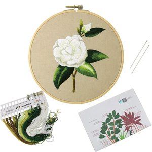 Embroidery Kit White Flower Craft Set Art Gift DIY